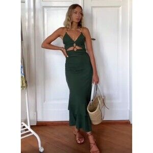 Zara Ruffled linen blend midi dress